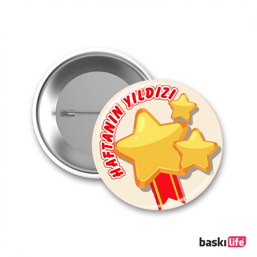 Haftanın Yıldızı İğneli Rozet Okul Temalı 58 mm - 1 Adet