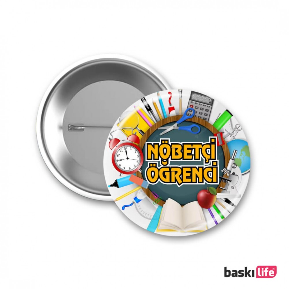 Nöbetçi Öğrenci İğneli Rozet Okul Temalı 58 mm - 1 Adet