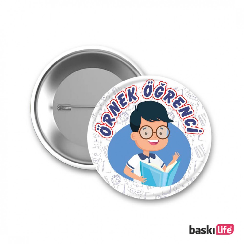  Örnek Öğrenci İğneli Rozet Okul Temalı 58 mm - 1 Adet