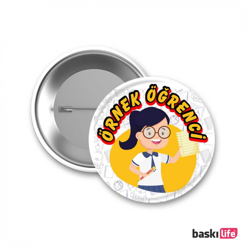 Örnek Öğrenci İğneli Rozet Okul Temalı 58 mm - 1 Adet