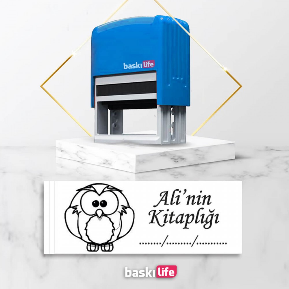 Baykuş Otomatik Kitap Mührü Kitap Damgası Kişiye Özel Kaşe 