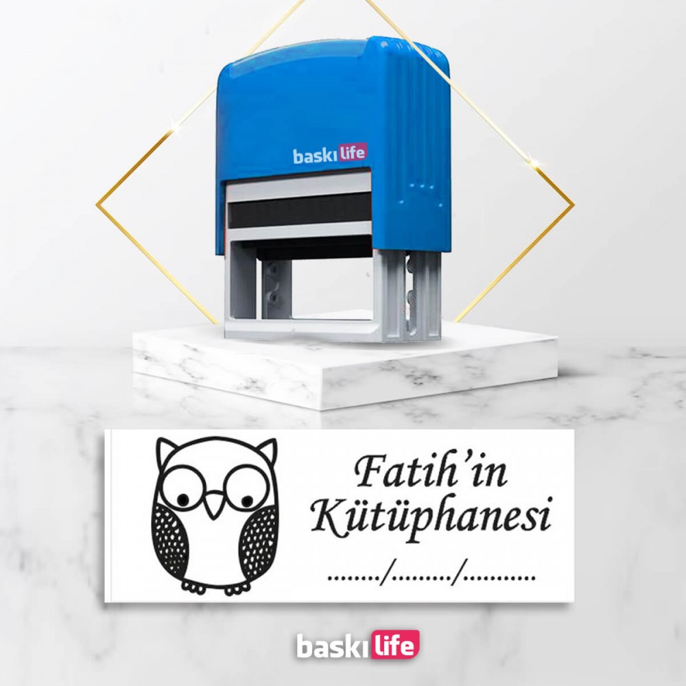 Baykuş Otomatik Kitap Mührü Kitap Damgası Kişiye Özel Kaşe 