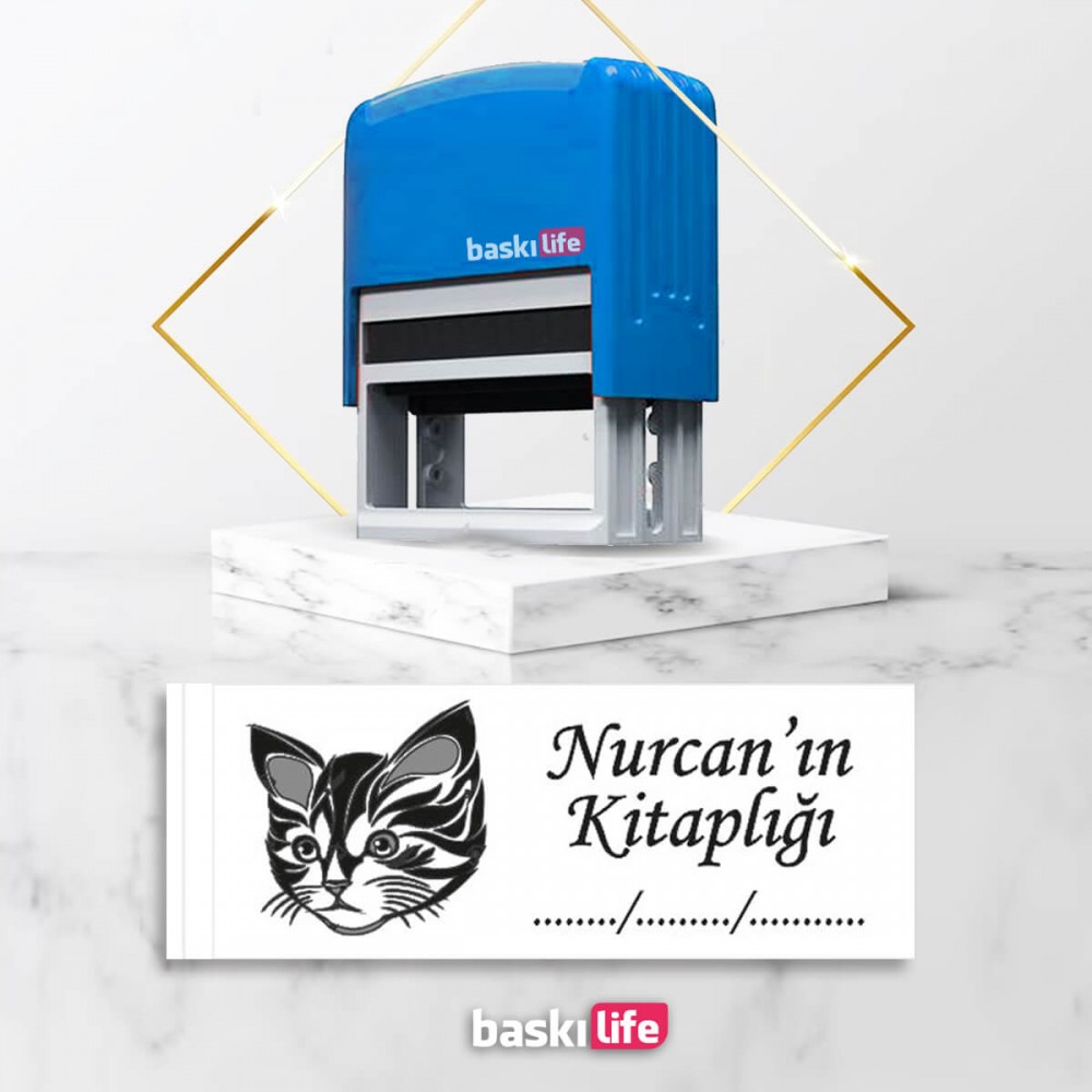 Kedi Otomatik Kitap Mührü Kitap Damgası Kişiye Özel Kaşe  Kedi Otomatik Kitap Mührü Kitap Damgası Kişiye Özel Kaşe