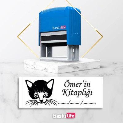 Kedi Otomatik Kitap Mührü Kitap Damgası Kişiye Özel Kaşe
