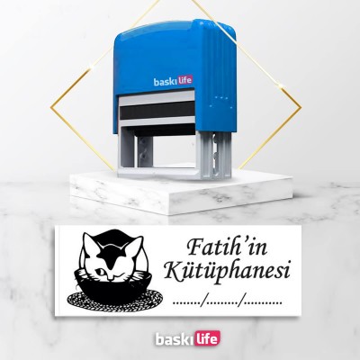 Kedi Otomatik Kitap Mührü Kitap Damgası Kişiye Özel Kaşe