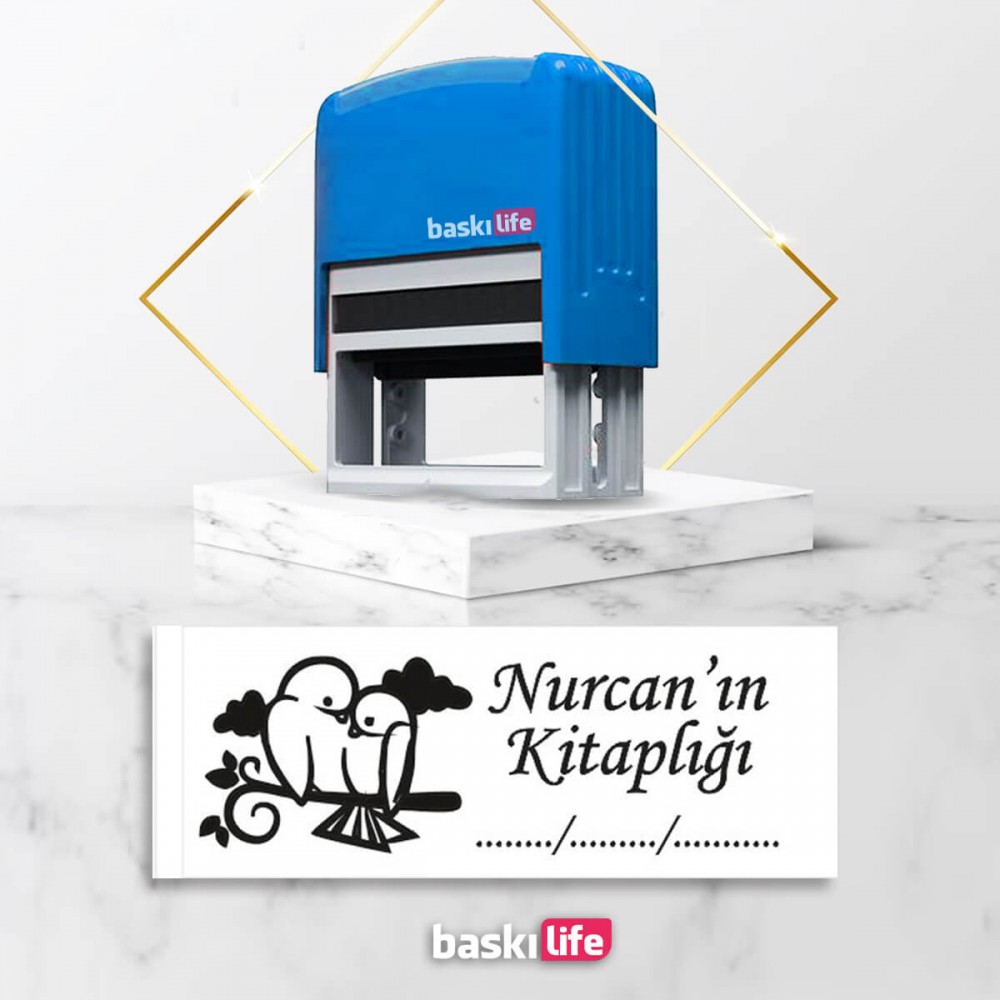 Sevgili Kuşlar Otomatik Kitap Mührü Kitap Damgası Kişiye Özel Kaşe 
