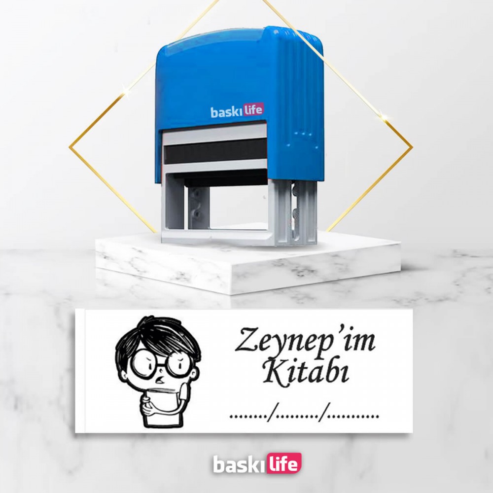 Erkek Çocuk Otomatik Kitap Mührü Kitap Damgası Kişiye Özel Kaşe 