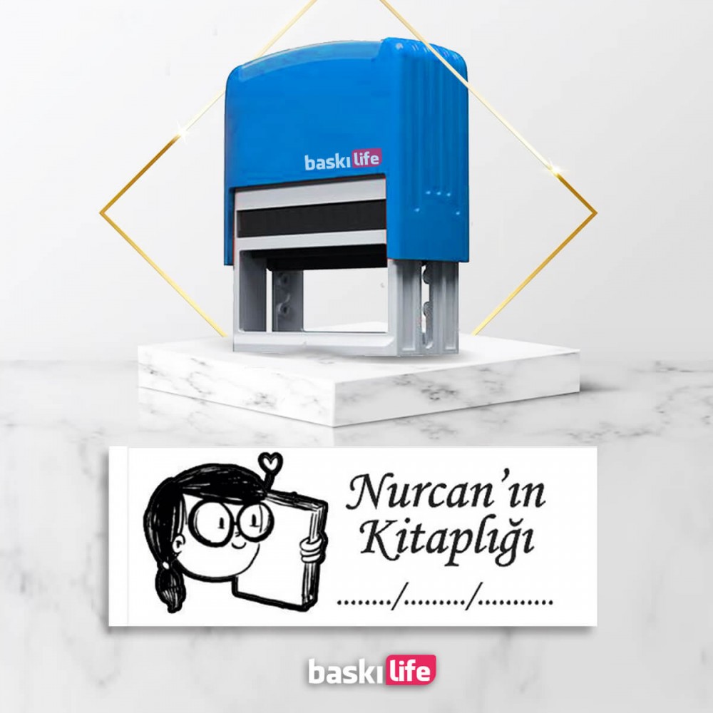 Kız Çocuk Otomatik Kitap Mührü Kitap Damgası Kişiye Özel Kaşe 