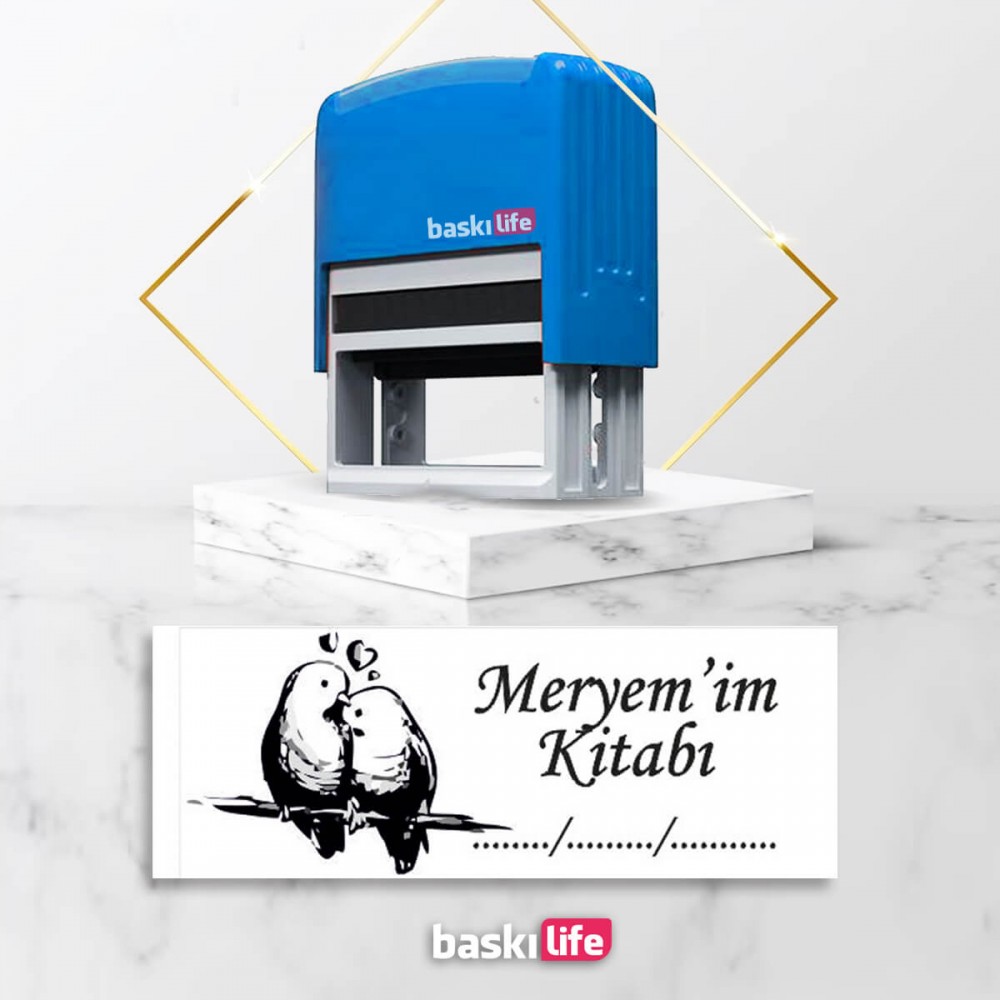 Sevgili Kuşlar Otomatik Kitap Mührü Kitap Damgası Kişiye Özel Kaşe 