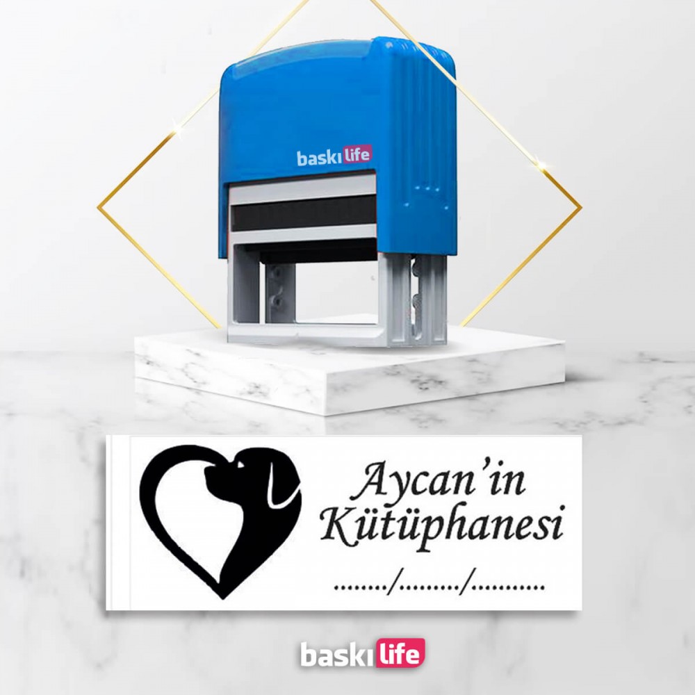 Kalp Köpek Otomatik Kitap Mührü Kitap Damgası Kişiye Özel Kaşe 