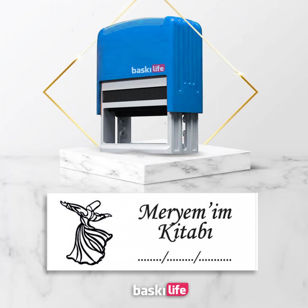 Mevlana Otomatik Kitap Mührü Kitap Damgası Kişiye Özel Kaşe 