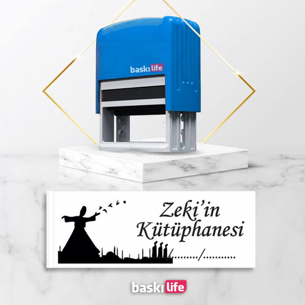 Mevlana Otomatik Kitap Mührü Kitap Damgası Kişiye Özel Kaşe 