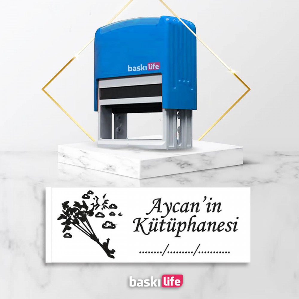 Uçan Balonlar Otomatik Kitap Mührü Kitap Damgası Kişiye Özel Kaşe  Uçan Balonlar Otomatik Kitap Mührü Kitap Damgası Kişiye Özel Kaşe