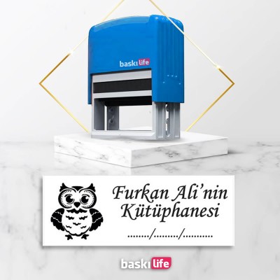 Baykuş Otomatik Kitap Mührü Kitap Damgası Kişiye Özel Kaşe