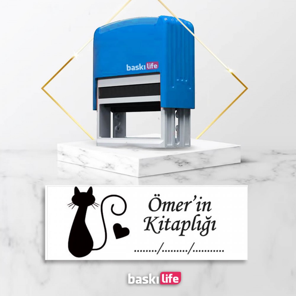 Kedi Otomatik Kitap Mührü Kitap Damgası Kişiye Özel Kaşe  Kedi Otomatik Kitap Mührü Kitap Damgası Kişiye Özel Kaşe