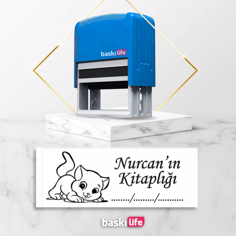 Kedi Otomatik Kitap Mührü Kitap Damgası Kişiye Özel Kaşe  Kedi Otomatik Kitap Mührü Kitap Damgası Kişiye Özel Kaşe