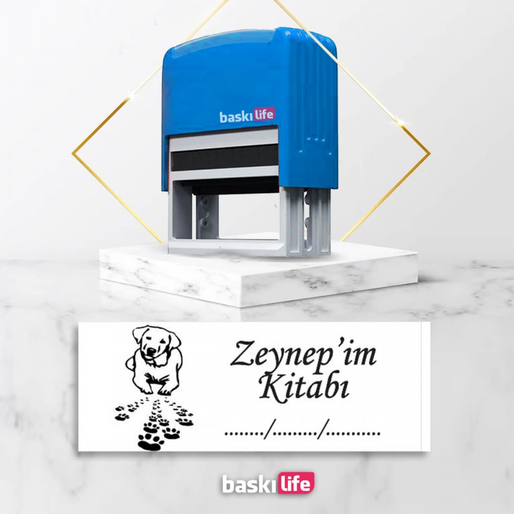Köpek Otomatik Kitap Mührü Kitap Damgası Kişiye Özel Kaşe 