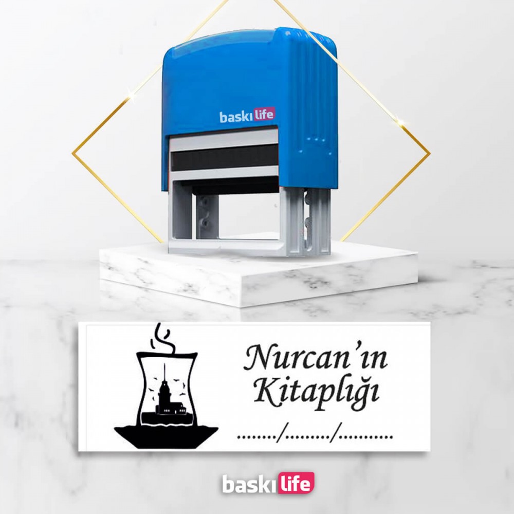 Çay Otomatik Kitap Mührü Kitap Damgası Kişiye Özel Kaşe 