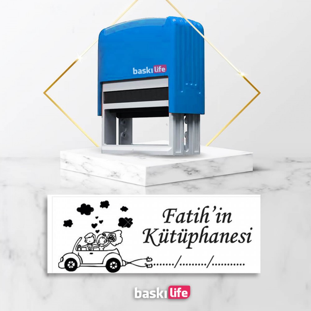 Gelin Arabası Otomatik Kitap Mührü Kitap Damgası Kişiye Özel Kaşe 
