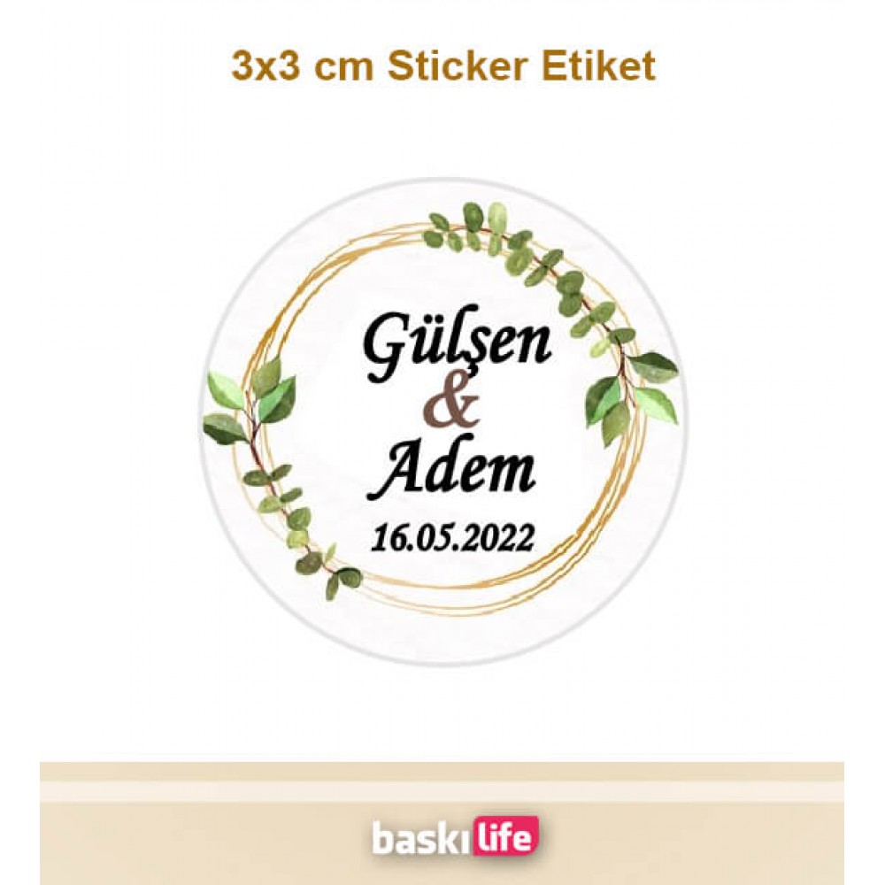 Çikolata Etiketi - Nişan - Kına - Düğün - Söz - (Yapışkanlı) 3x3 cm - 80 Adet