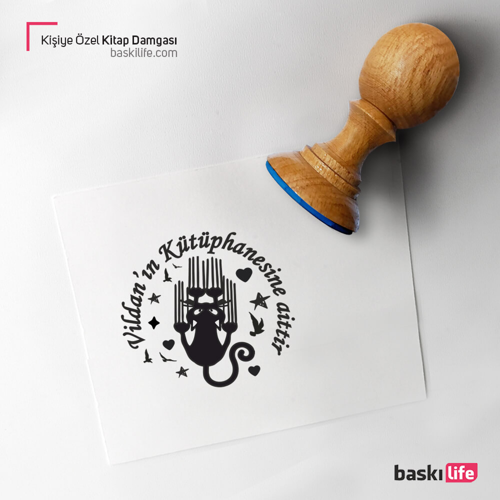 Kalp Kedi Kişiye Özel Kitap Kaşesi, Kitap Damgası, Kitap Mührü Kalp Kedi Kişiye Özel Kitap Kaşesi, Kitap Damgası, Kitap Mührü
