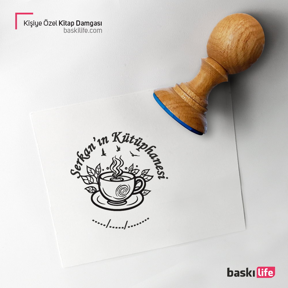 Kahve Kişiye Özel Kitap Kaşesi, Kitap Damgası, Kitap Mührü Kahve Kişiye Özel Kitap Kaşesi, Kitap Damgası, Kitap Mührü