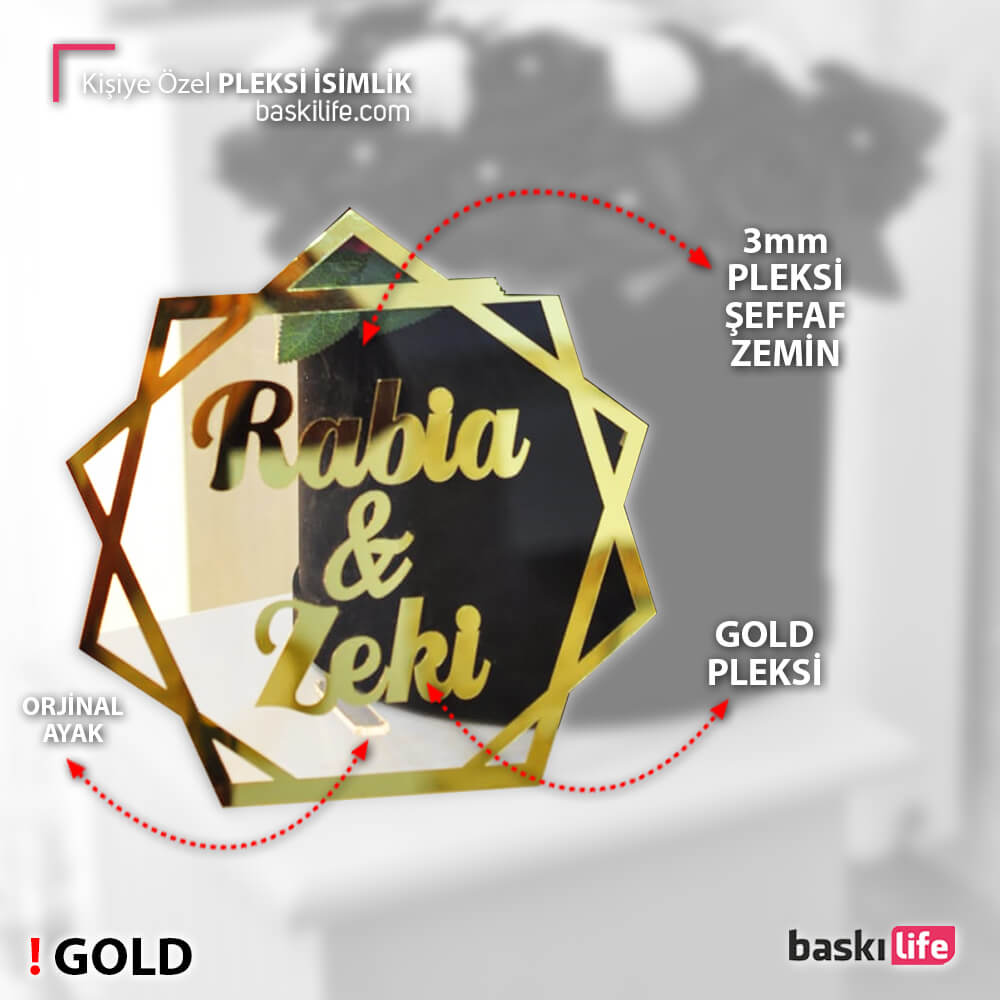 Kişiye Özel Altıgen Masaüstü Pleksi Nişan Düğün Söz İsteme İsimlik GOLD Kişiye Özel Altıgen Masaüstü Pleksi Nişan Düğün Söz İsteme İsimlik GOLD