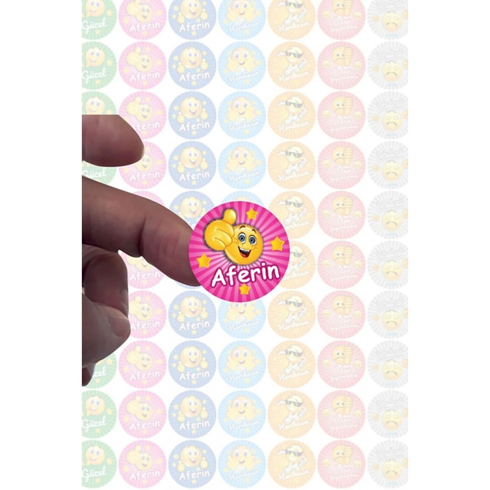 Yuvarlak Aferin Ödev Etiket Sticker Öğretmen Aferin Harikasın Etiketleri 210 Adet Yuvarlak Aferin Ödev Etiket Sticker Öğretmen Aferin Harikasın Etiketleri 210 Adet