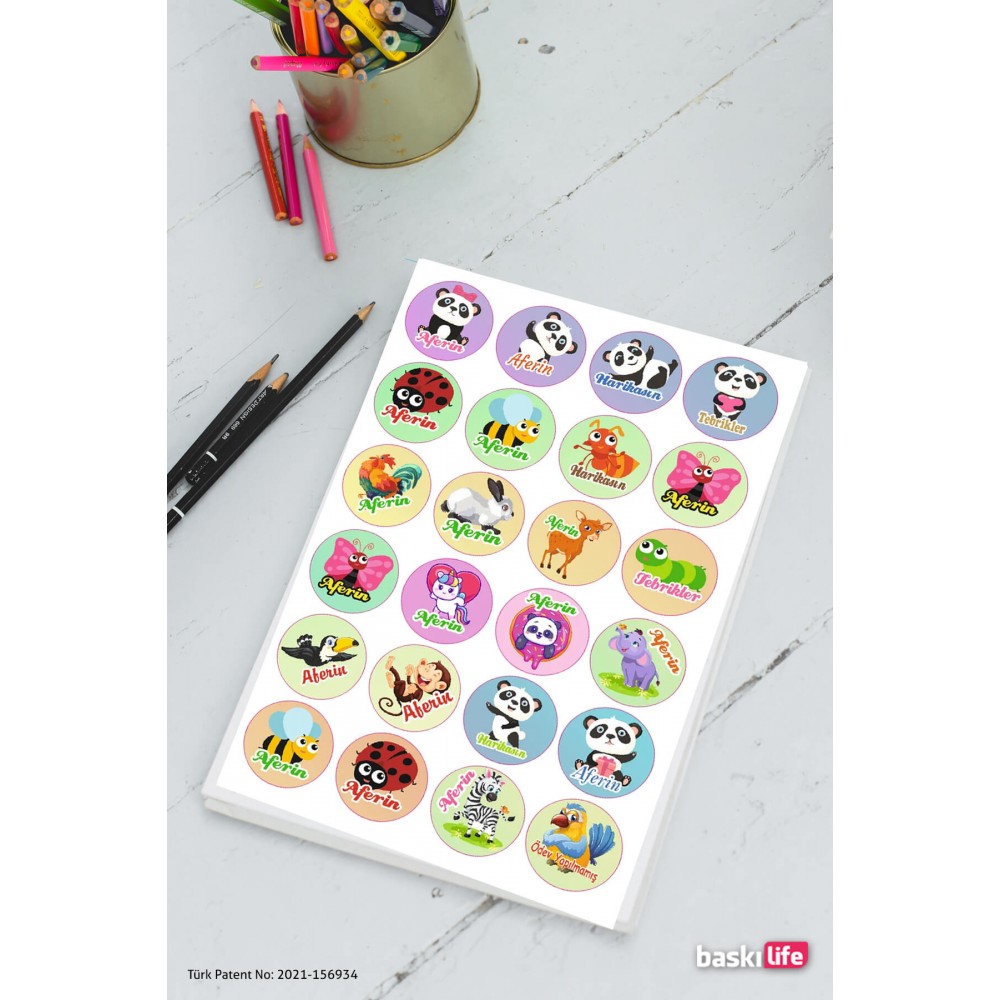 Minnoş Hayvanlar Ödev Etiket Sticker Aferin Harikasın Öğretmen Etiketleri 210 Adet  Minnoş Hayvanlar Ödev Etiket Sticker Aferin Harikasın Öğretmen Etiketleri 210 Adet
