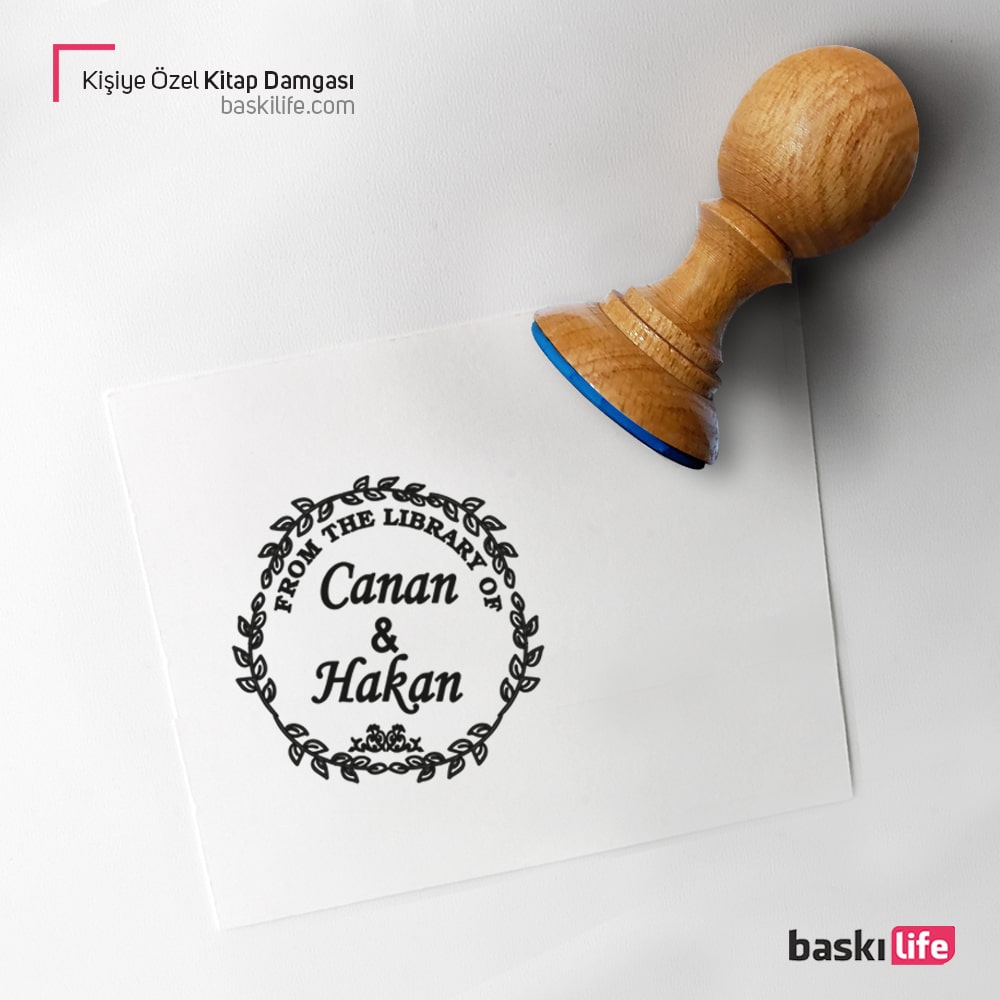 Kişiye Özel Kitap Kaşesi Çiçek Çerçeveli Kişiye Özel Kitap Kaşesi Çiçek Çerçeveli