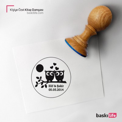 Baykuşlar Kişiye Özel Kitap Kaşesi, Kitap Damgası, Kitap Mührü 109