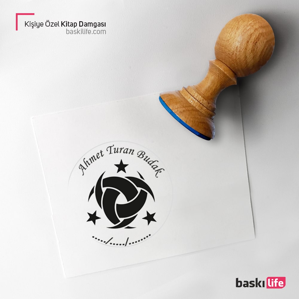 Üç Hilal, İç İçe Geçmiş Hilal Kişiye Özel Kitap Kaşesi, Kitap Damgası, Kitap Mührü