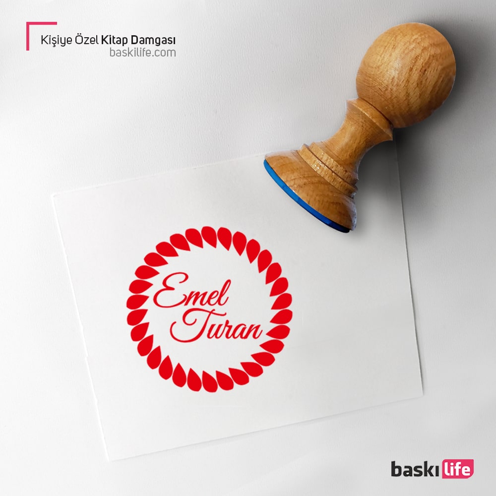 Çerçeveli Kişiye Özel Kitap Kaşesi, Kitap Damgası, Kitap Mührü