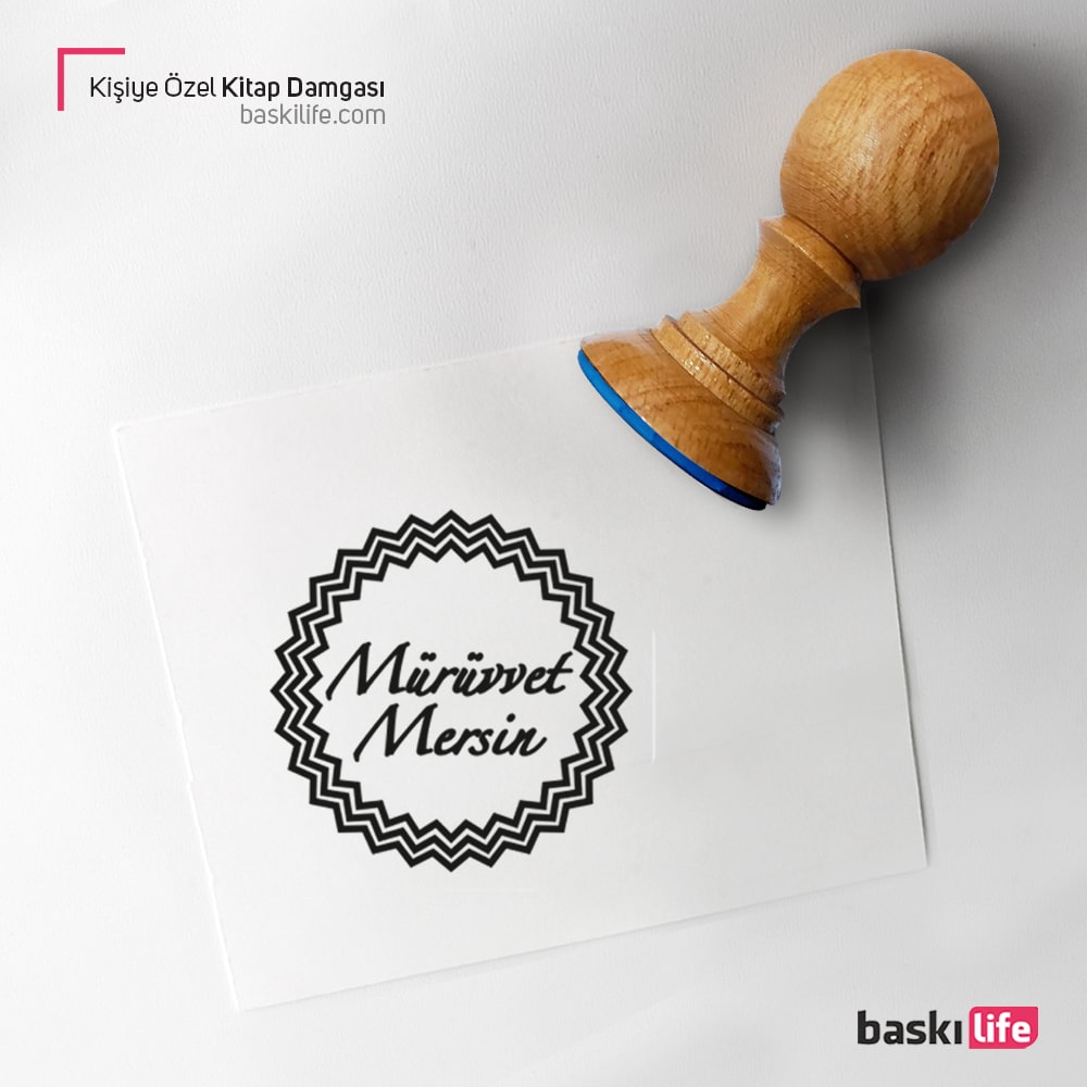 Çerçeveli Kişiye Özel Kitap Kaşesi, Kitap Damgası, Kitap Mührü 154