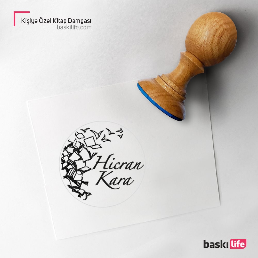 Uçan Kitaplar Kişiye Özel Kitap Kaşesi, Kitap Damgası, Kitap Mührü