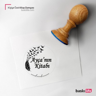  Kuş Tüyü Kişiye Özel Kitap Kaşesi, Kitap Damgası, Kitap Mührü 185