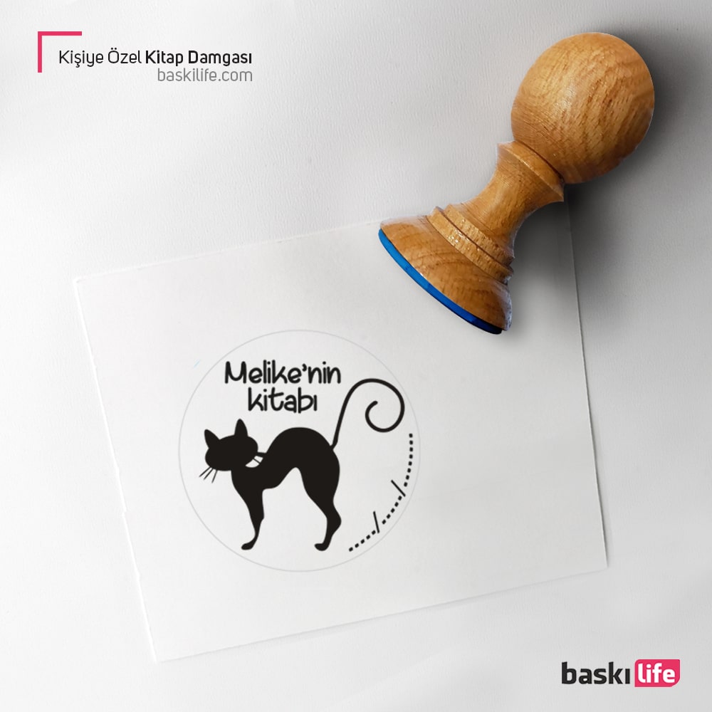 Kedi Kişiye Özel Kitap Kaşesi, Kitap Damgası, Kitap Mührü 1