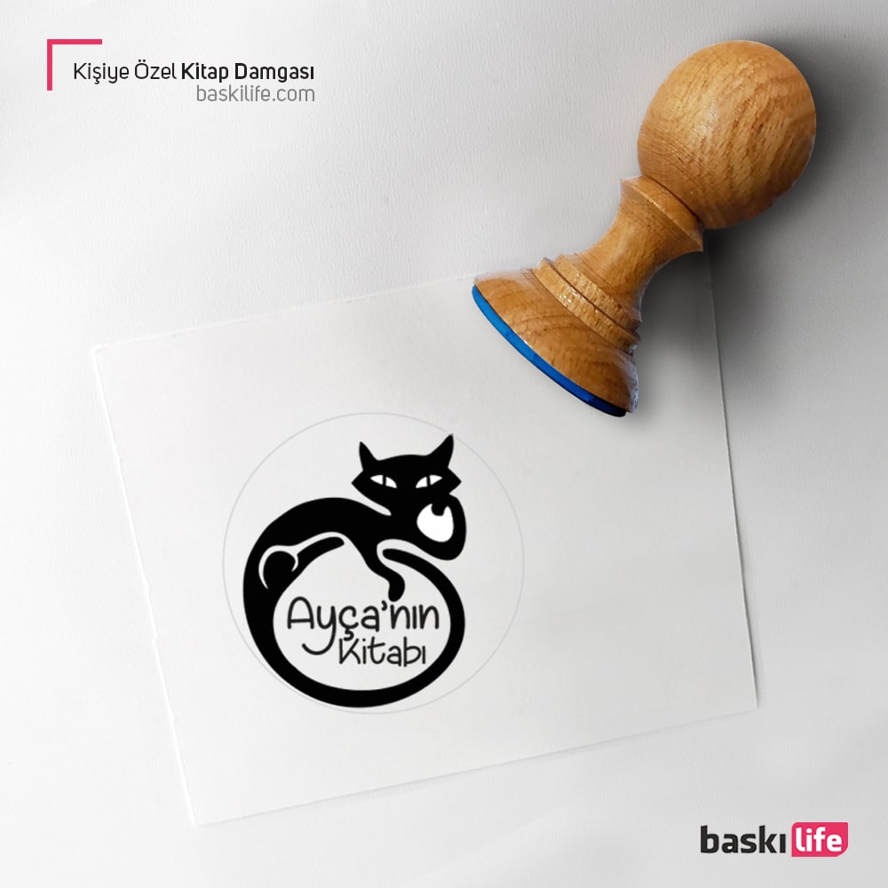 Kedi Tüyü Kişiye Özel Kitap Kaşesi, Kitap Damgası, Kitap Mührü 1