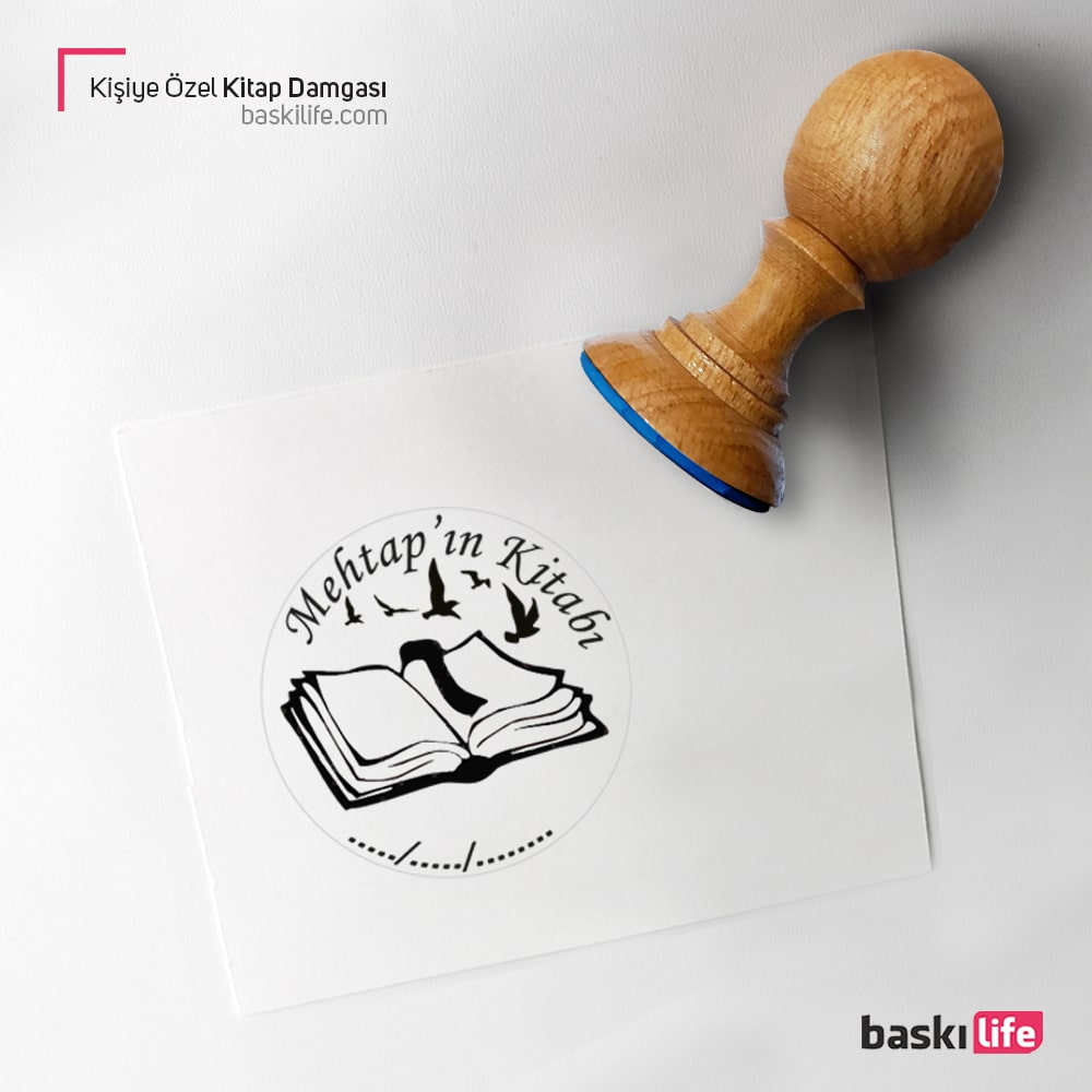 Kitap Kuşlar Kişiye Özel Kitap Kaşesi, Kitap Damgası, Kitap Mührü 1