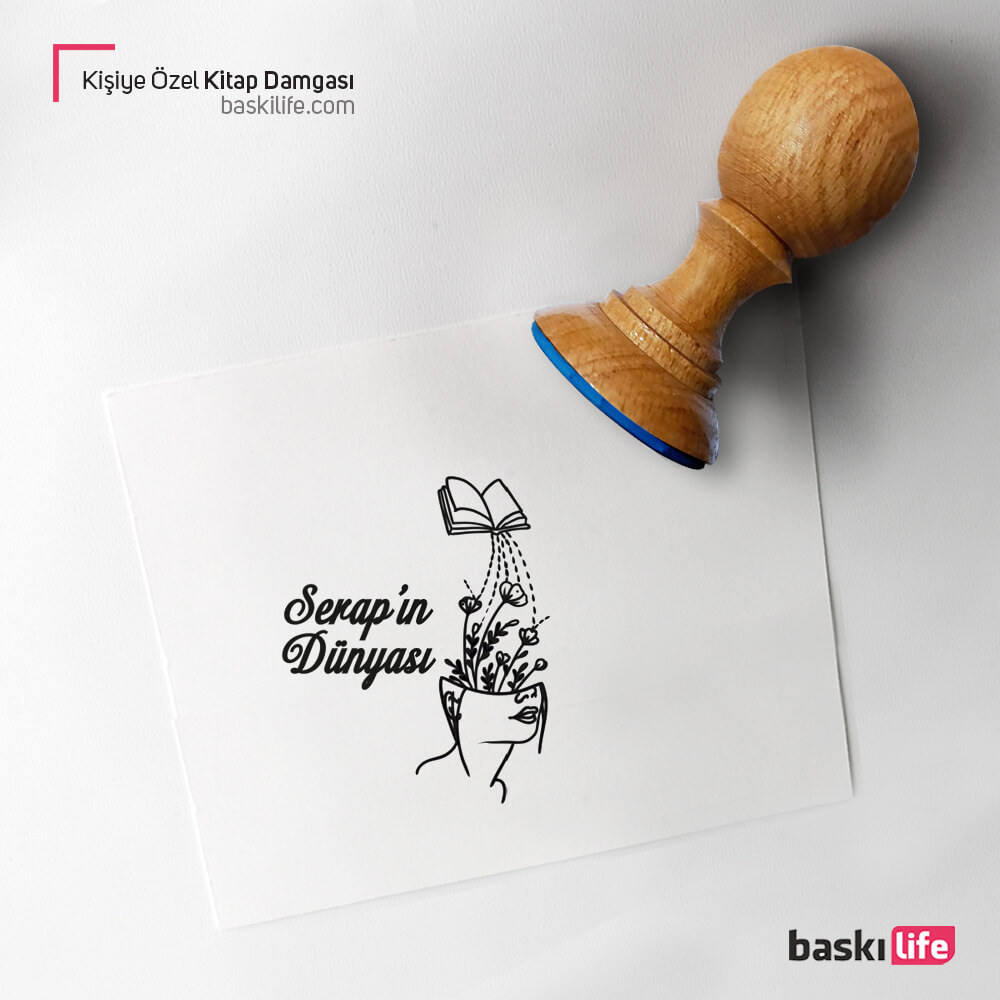 Kişiye Özel Kitap Kaşesi, Kitap Damgası, Kitap Mührü Kadın Çiçek   Kişiye Özel Kitap Kaşesi, Kitap Damgası, Kitap Mührü Kadın Çiçek