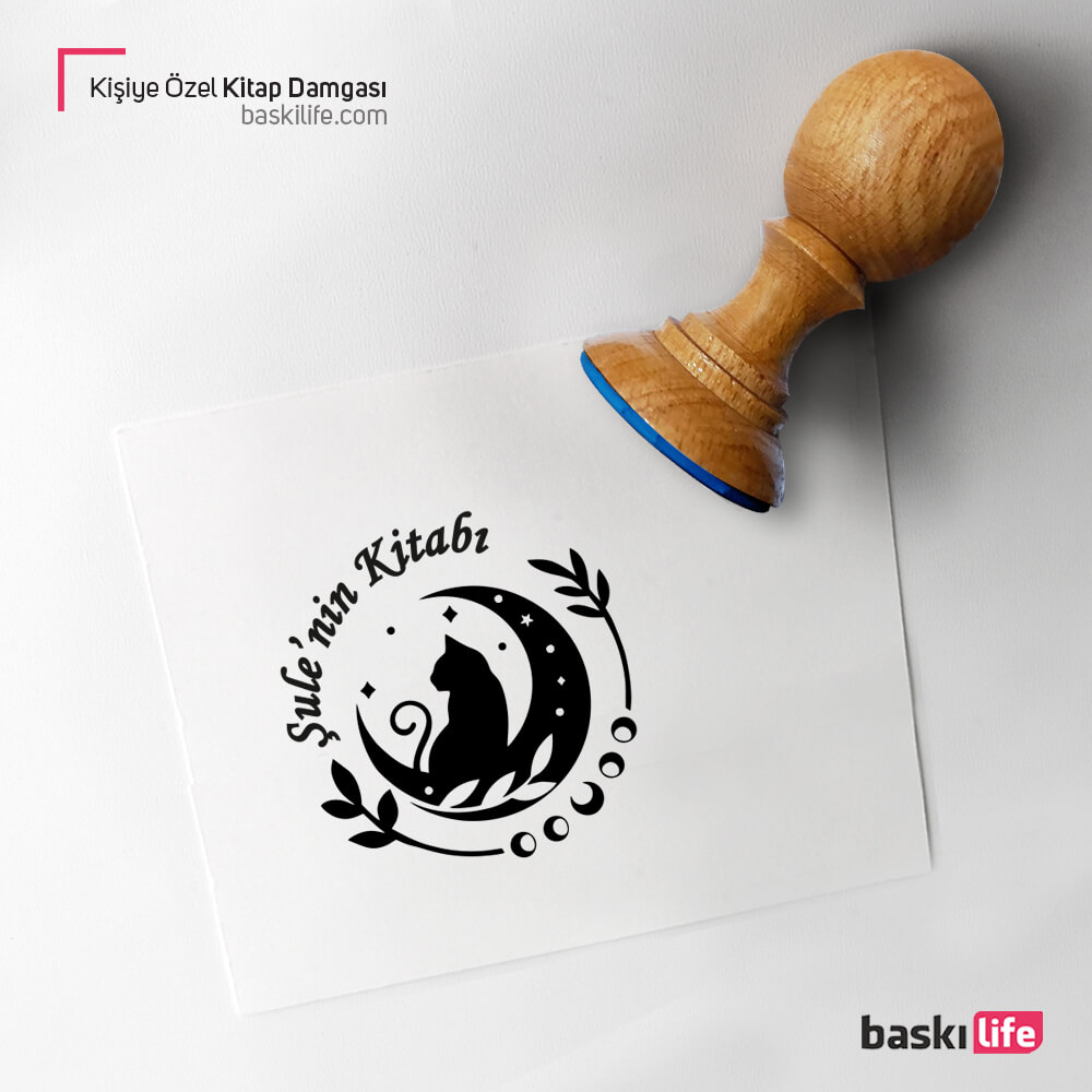 Kişiye Özel Kitap Kaşesi, Kitap Damgası, Kitap Mührü Kedi   Kişiye Özel Kitap Kaşesi, Kitap Damgası, Kitap Mührü Kedi