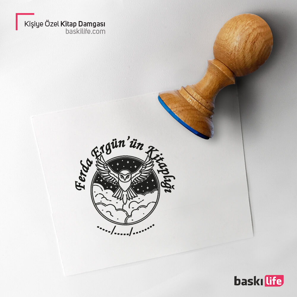 Kişiye Özel Kitap Kaşesi, Kitap Damgası, Kitap Mührü Baykuş   Kişiye Özel Kitap Kaşesi, Kitap Damgası, Kitap Mührü Baykuş