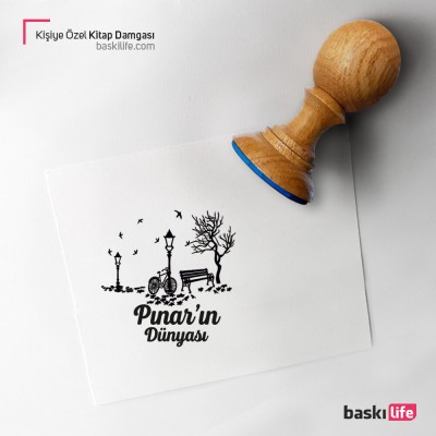 Bisiklet Park Bank Kişiye Kahve Ağaç Kitap Kaşesi, Kitap Damgası, Kitap Mührü