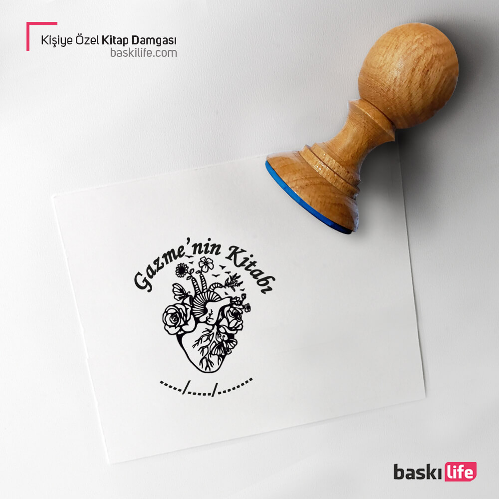 Kalp Kişiye Özel Kitap Kaşesi, Kitap Damgası, Kitap Mührü Kalp Kişiye Özel Kitap Kaşesi, Kitap Damgası, Kitap Mührü