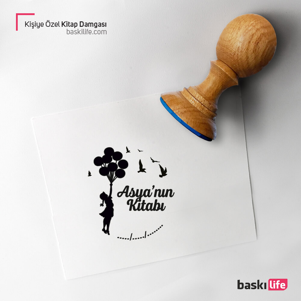 Kız Uçan Balonlar Kişiye Özel Kitap Kaşesi, Kitap Damgası, Kitap Mührü Kız Uçan Balonlar Kişiye Özel Kitap Kaşesi, Kitap Damgası, Kitap Mührü