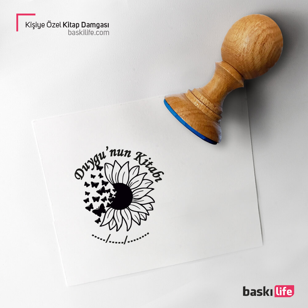 Papatya Kelebek Kişiye Özel Kitap Kaşesi, Kitap Damgası, Kitap Mührü Papatya Kelebek Kişiye Özel Kitap Kaşesi, Kitap Damgası, Kitap Mührü