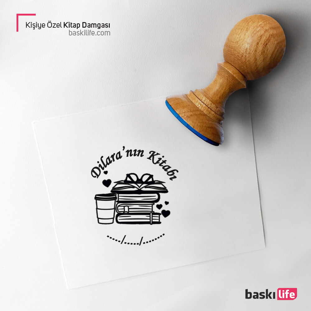 Kahve Kalp Kitap Kişiye Özel Kitap Kaşesi, Kitap Damgası, Kitap Mührü Kahve Kalp Kitap Kişiye Özel Kitap Kaşesi, Kitap Damgası, Kitap Mührü