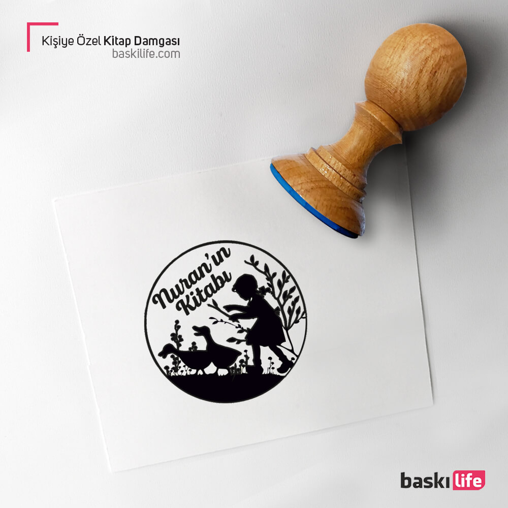 Küçük Kız Ördek Kişiye Özel Kitap Kaşesi, Kitap Damgası, Kitap Mührü Küçük Kız Ördek Kişiye Özel Kitap Kaşesi, Kitap Damgası, Kitap Mührü