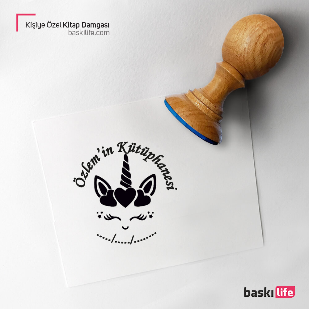 Kişiye Özel Kitap Kaşesi, Kitap Damgası, Kitap Mührü Unicorn   Kişiye Özel Kitap Kaşesi, Kitap Damgası, Kitap Mührü Unicorn