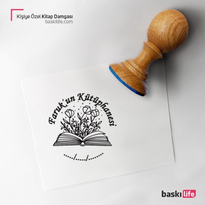   Kişiye Özel Kitap Kaşesi, Kitap Damgası, Kitap Mührü Çiçekler